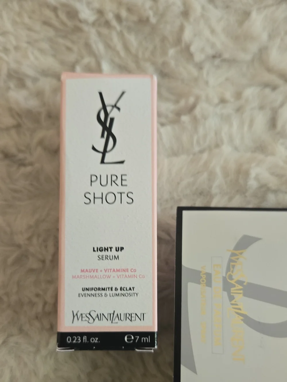 Beauty Yves Saint Laurent White Marble Black Cosmetic Pouches Set With Mirror